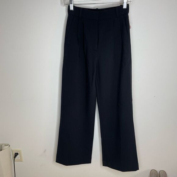 NEW Abercrombie & Fitch Black Sloane Tailored Wide Leg Trouser Pants 00 24 NWT - Picture 3 of 8